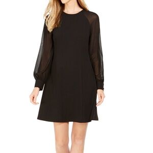 Calvin Klein illusion sleeve a-line dress